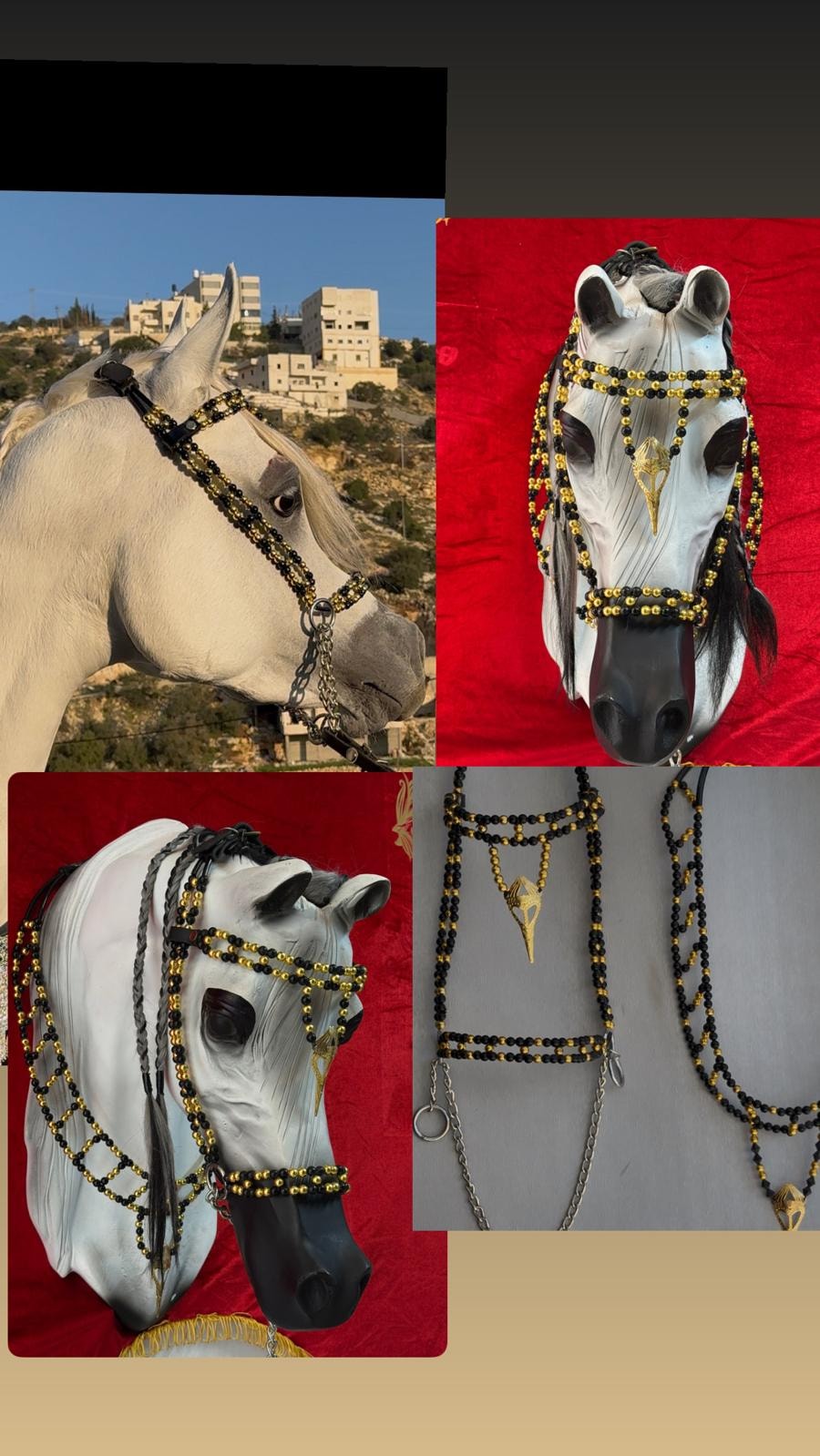 طقم جمال فاخر أسود وذهبي (رشمة مع عقد الرقبة)